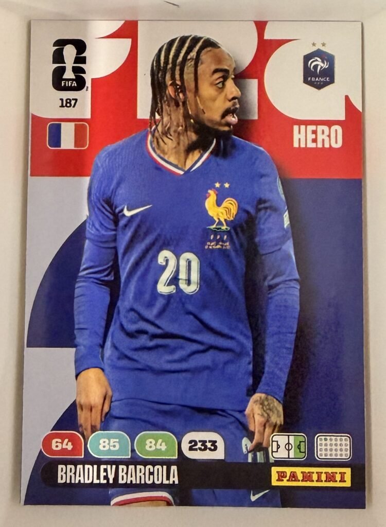 Bradley Barcola HERO #187 – Panini Adrenalyn XL FIFA World Cup 2026