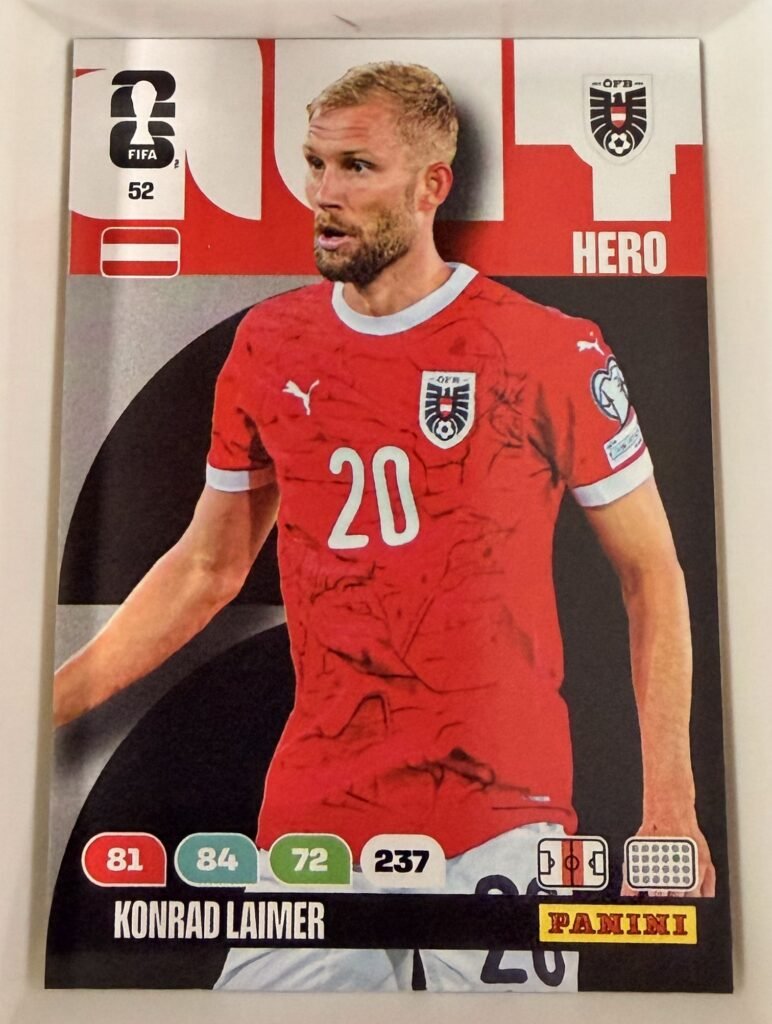 Konrad Laimer HERO #52 – Panini Adrenalyn XL FIFA World Cup 2026
